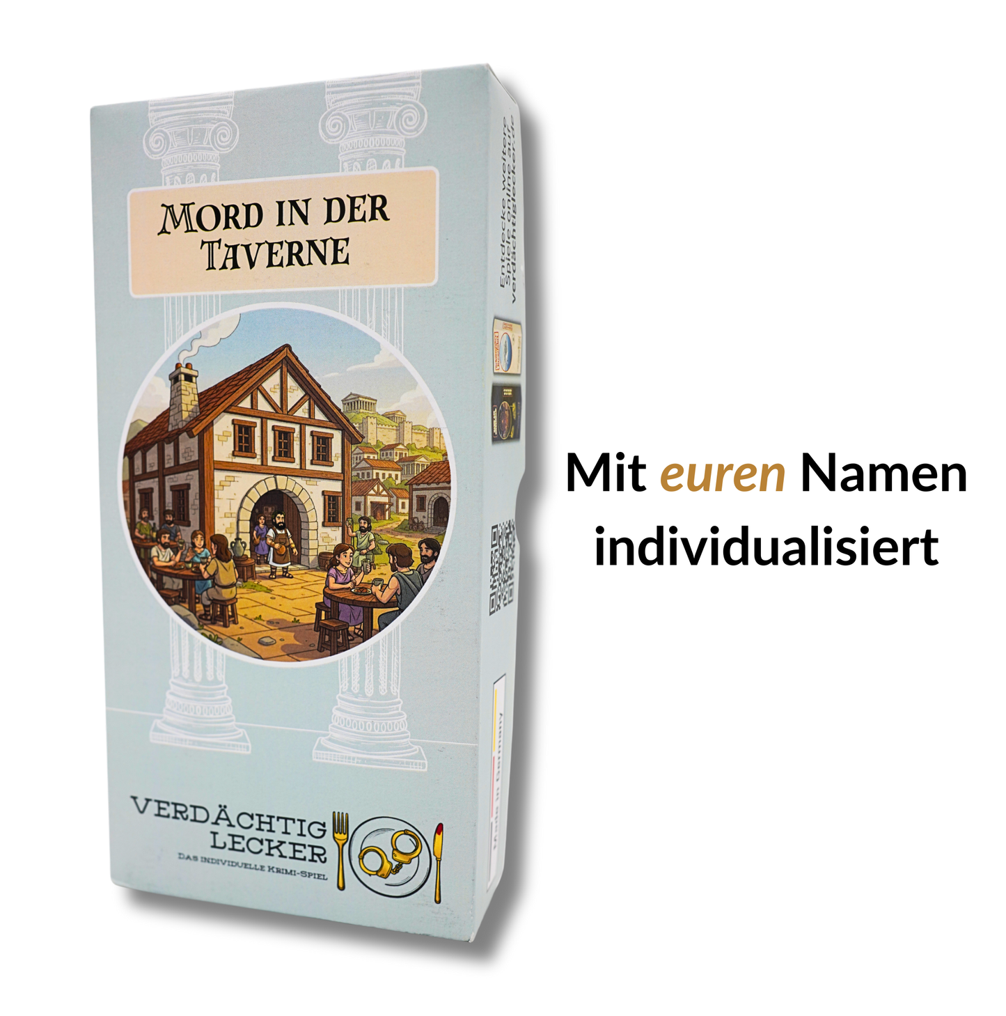 Mord in der Taverne Individualisiert Krimi Spiel Krimi Dinner fuer zuhause Produktfoto weiss