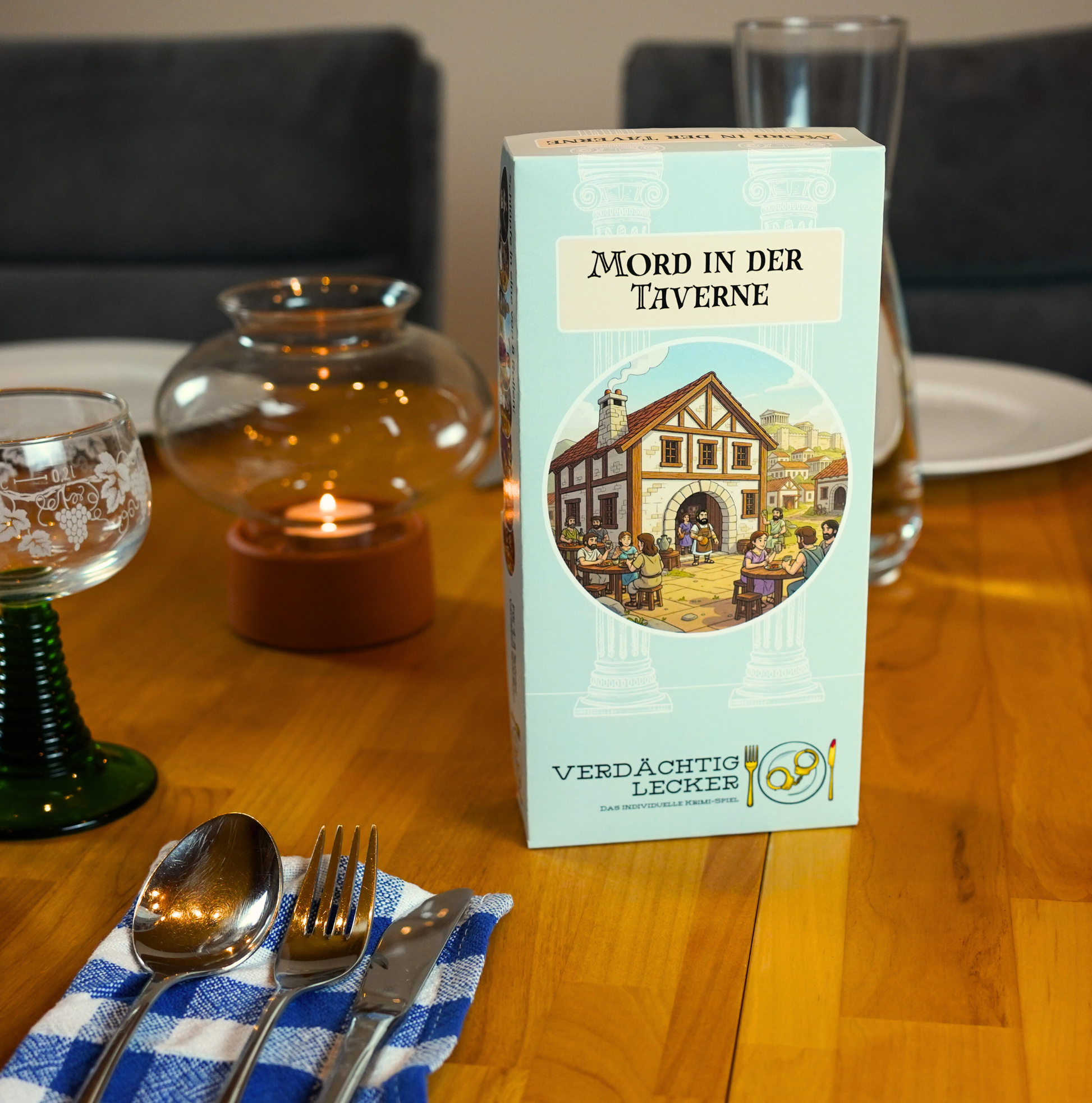 Mord in der Taverne Krimi Spiel Krimi Dinner fuer zuhause Tischfoto
