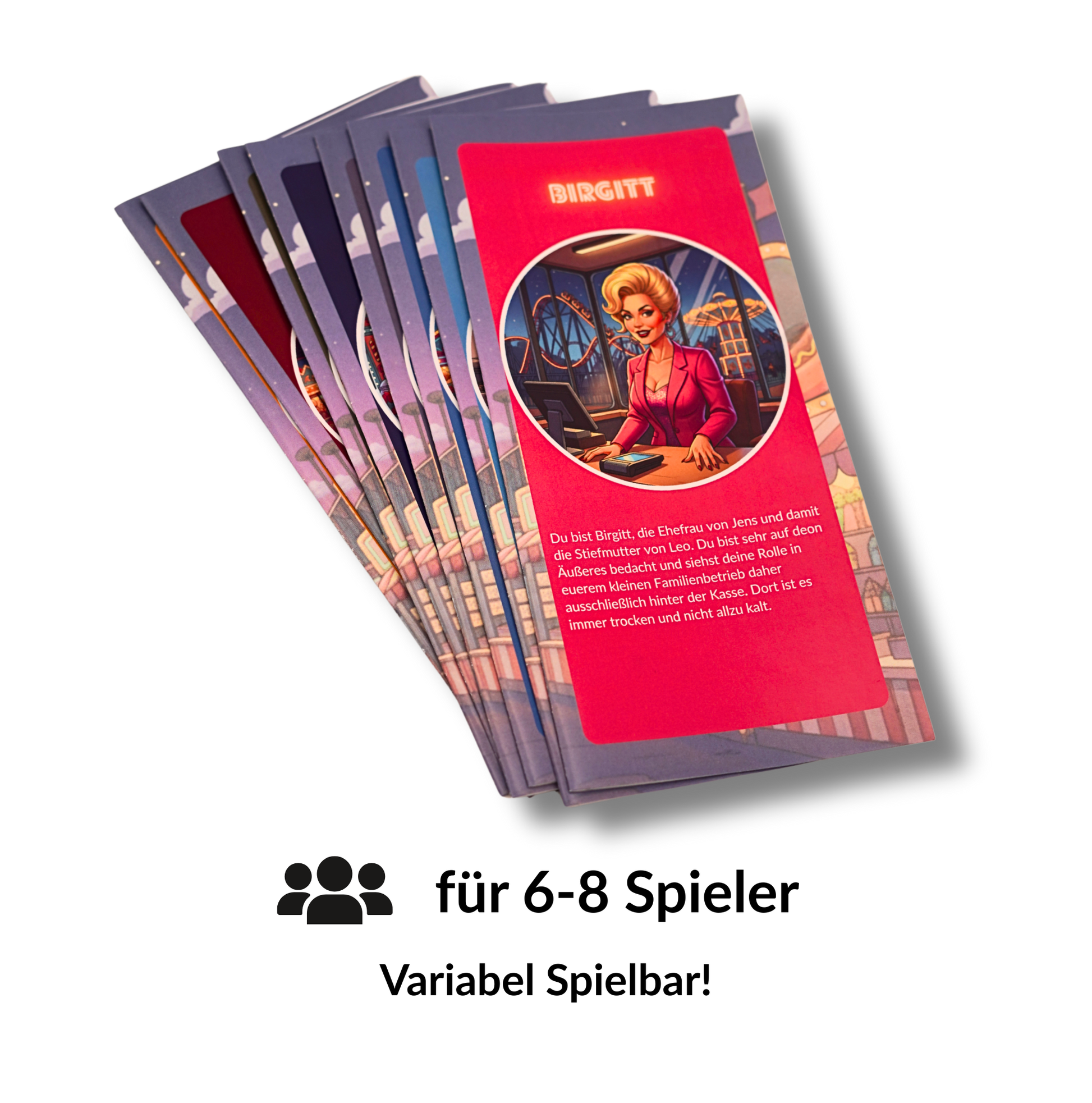 Raub am Riesenrad Krimi Spiel Krimi Dinner fuer zuhause Rollen weiss