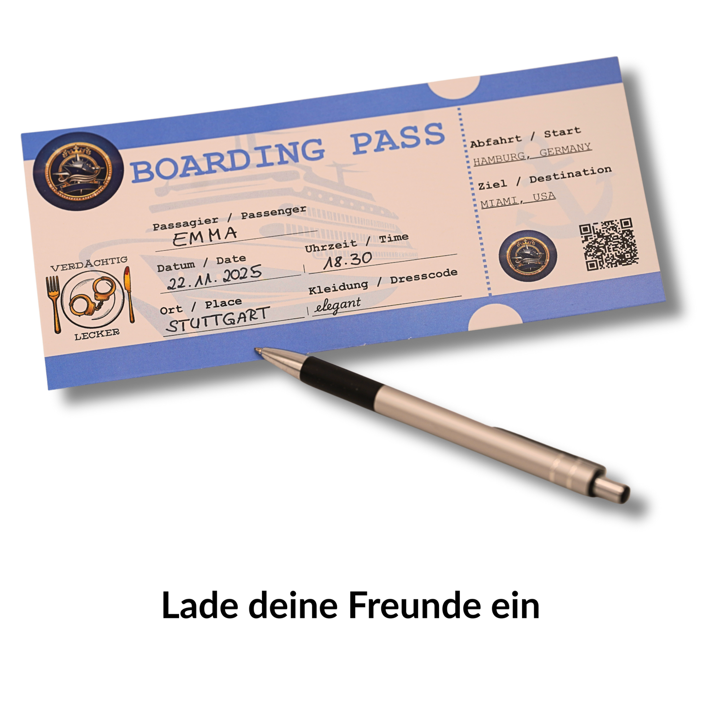 Schmuggler Kreuzfahrt Krimi Dinner Krimi Spiel Einladung Personalisiert Daheim